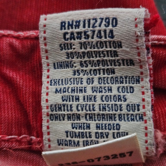 True Religion Geno Slim Straight Corduroy Pants Mens 40 Red - Picture 7 of 12